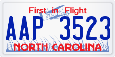 NC license plate AAP3523