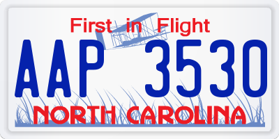 NC license plate AAP3530