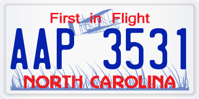 NC license plate AAP3531