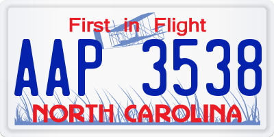 NC license plate AAP3538