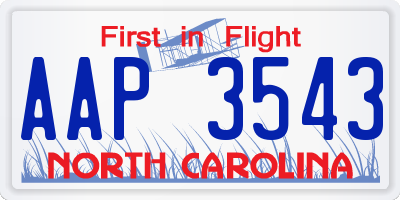 NC license plate AAP3543