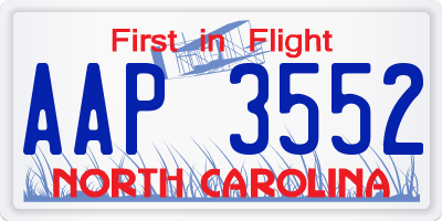 NC license plate AAP3552