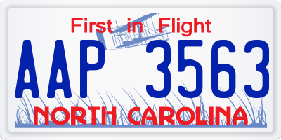 NC license plate AAP3563