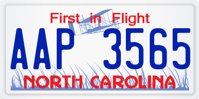 NC license plate AAP3565