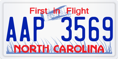 NC license plate AAP3569