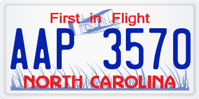 NC license plate AAP3570
