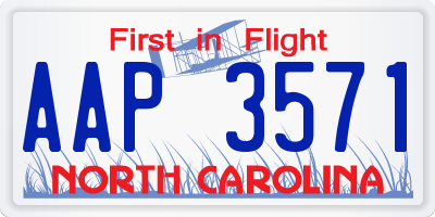 NC license plate AAP3571