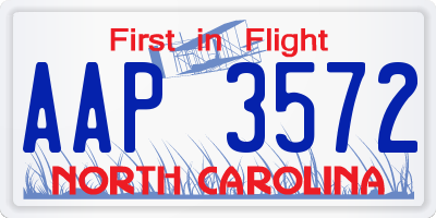 NC license plate AAP3572