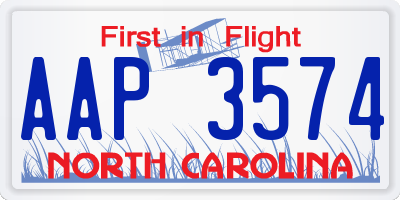 NC license plate AAP3574