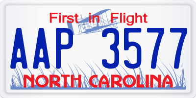 NC license plate AAP3577