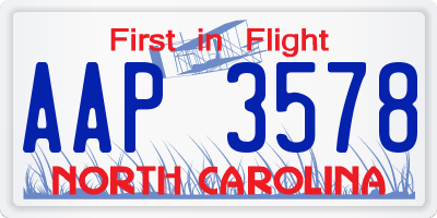 NC license plate AAP3578