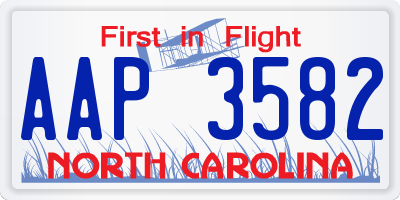 NC license plate AAP3582
