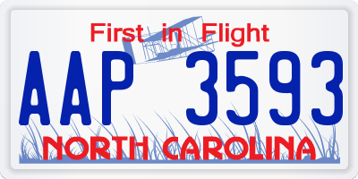 NC license plate AAP3593