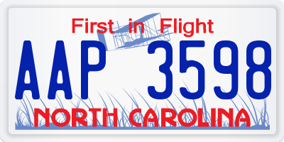 NC license plate AAP3598