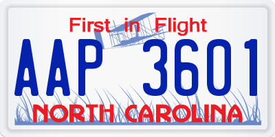 NC license plate AAP3601