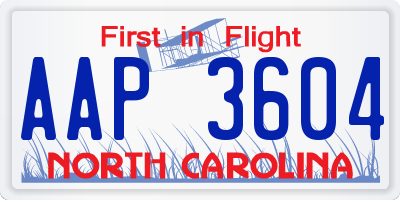 NC license plate AAP3604