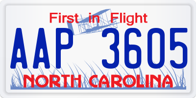 NC license plate AAP3605