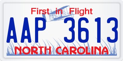 NC license plate AAP3613
