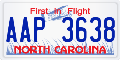 NC license plate AAP3638