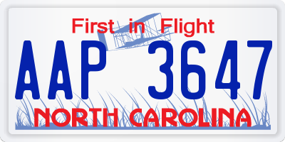 NC license plate AAP3647