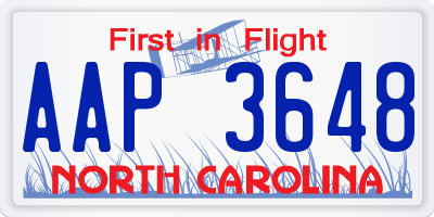 NC license plate AAP3648