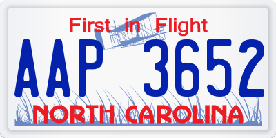 NC license plate AAP3652