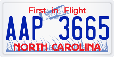NC license plate AAP3665