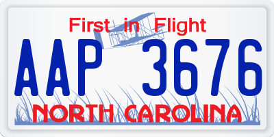 NC license plate AAP3676