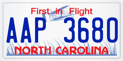 NC license plate AAP3680