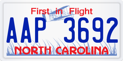 NC license plate AAP3692