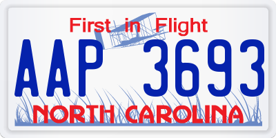 NC license plate AAP3693
