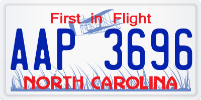 NC license plate AAP3696