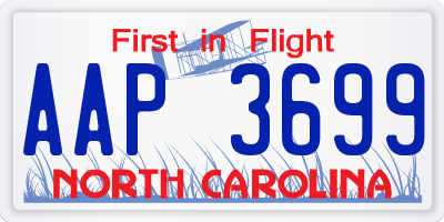 NC license plate AAP3699