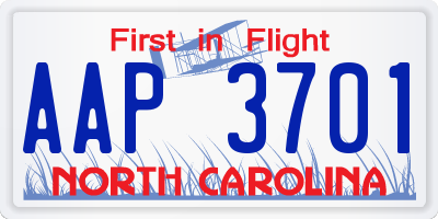 NC license plate AAP3701