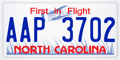NC license plate AAP3702