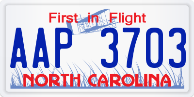 NC license plate AAP3703