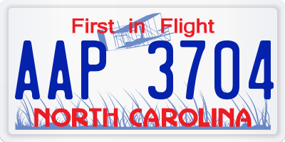 NC license plate AAP3704