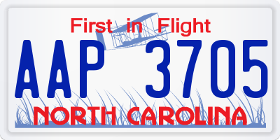 NC license plate AAP3705