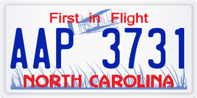 NC license plate AAP3731