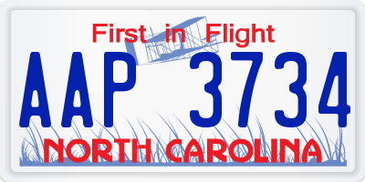 NC license plate AAP3734