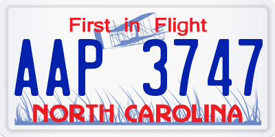 NC license plate AAP3747