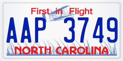 NC license plate AAP3749