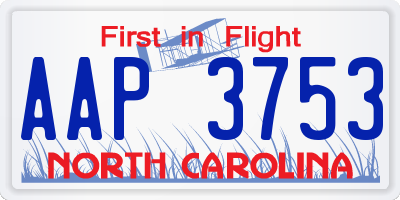 NC license plate AAP3753
