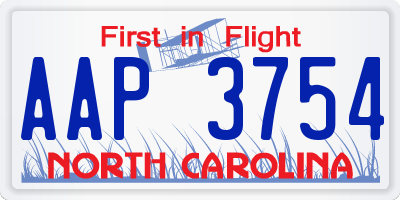 NC license plate AAP3754