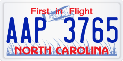 NC license plate AAP3765