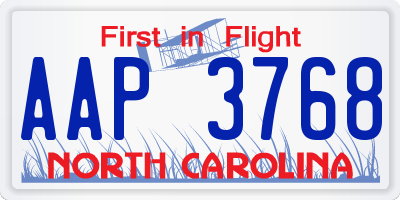 NC license plate AAP3768