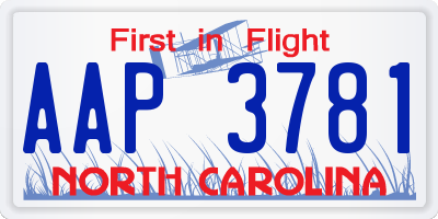 NC license plate AAP3781