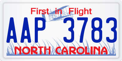 NC license plate AAP3783