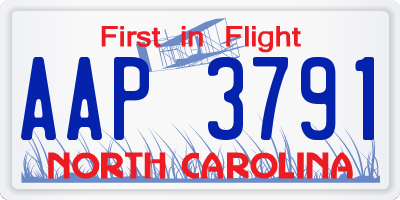 NC license plate AAP3791