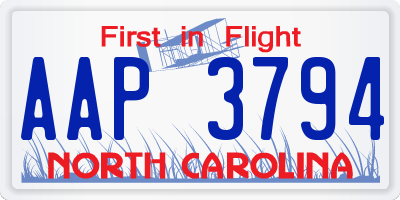 NC license plate AAP3794